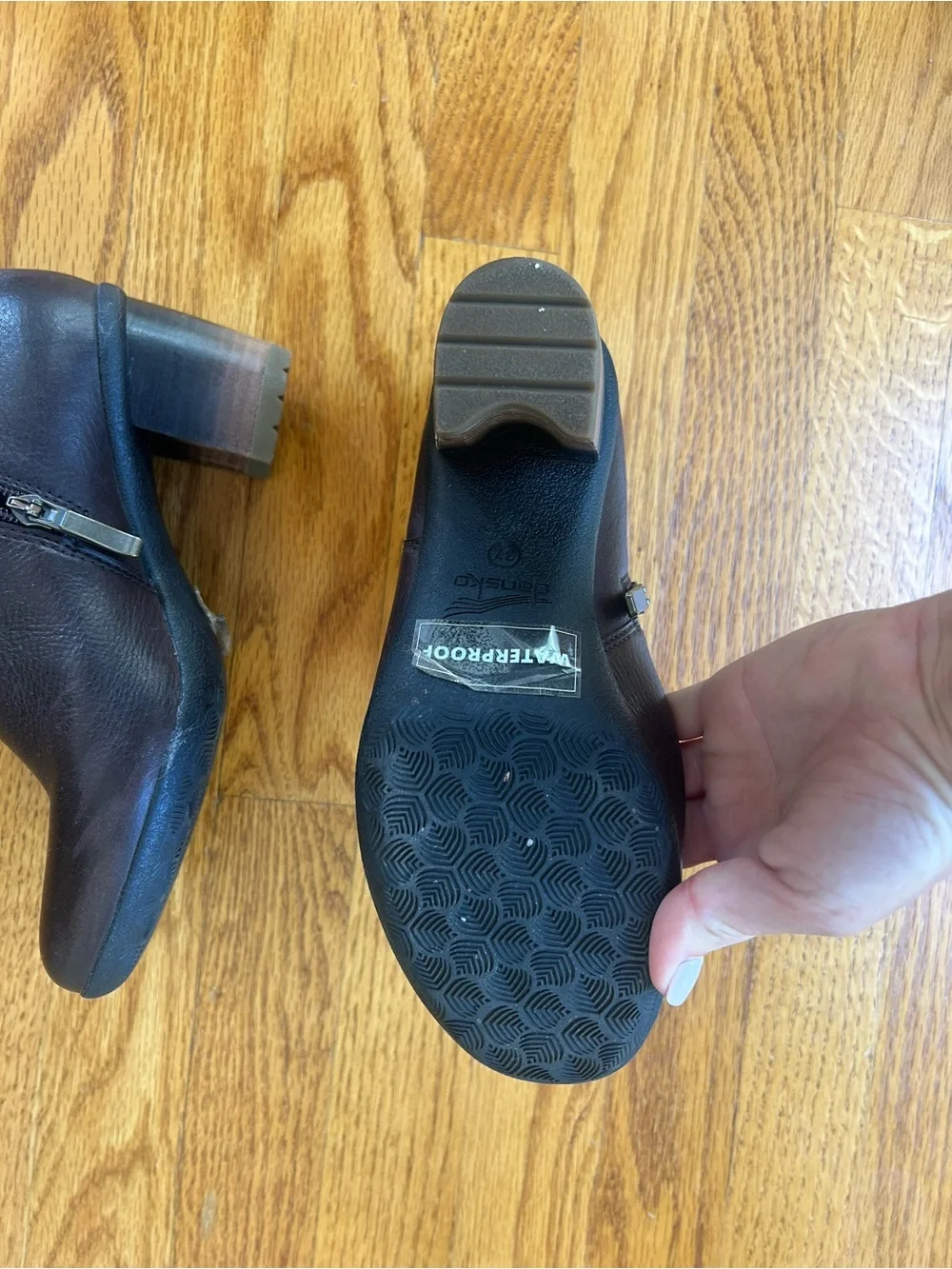 Dansko Dark Brown Leather Ankle Booties with Buckle - Picture 4 of 5
